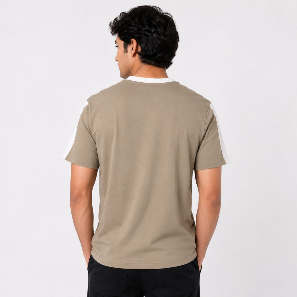 Men's Beige Graphic Print Crew Neck T-Shirt-4