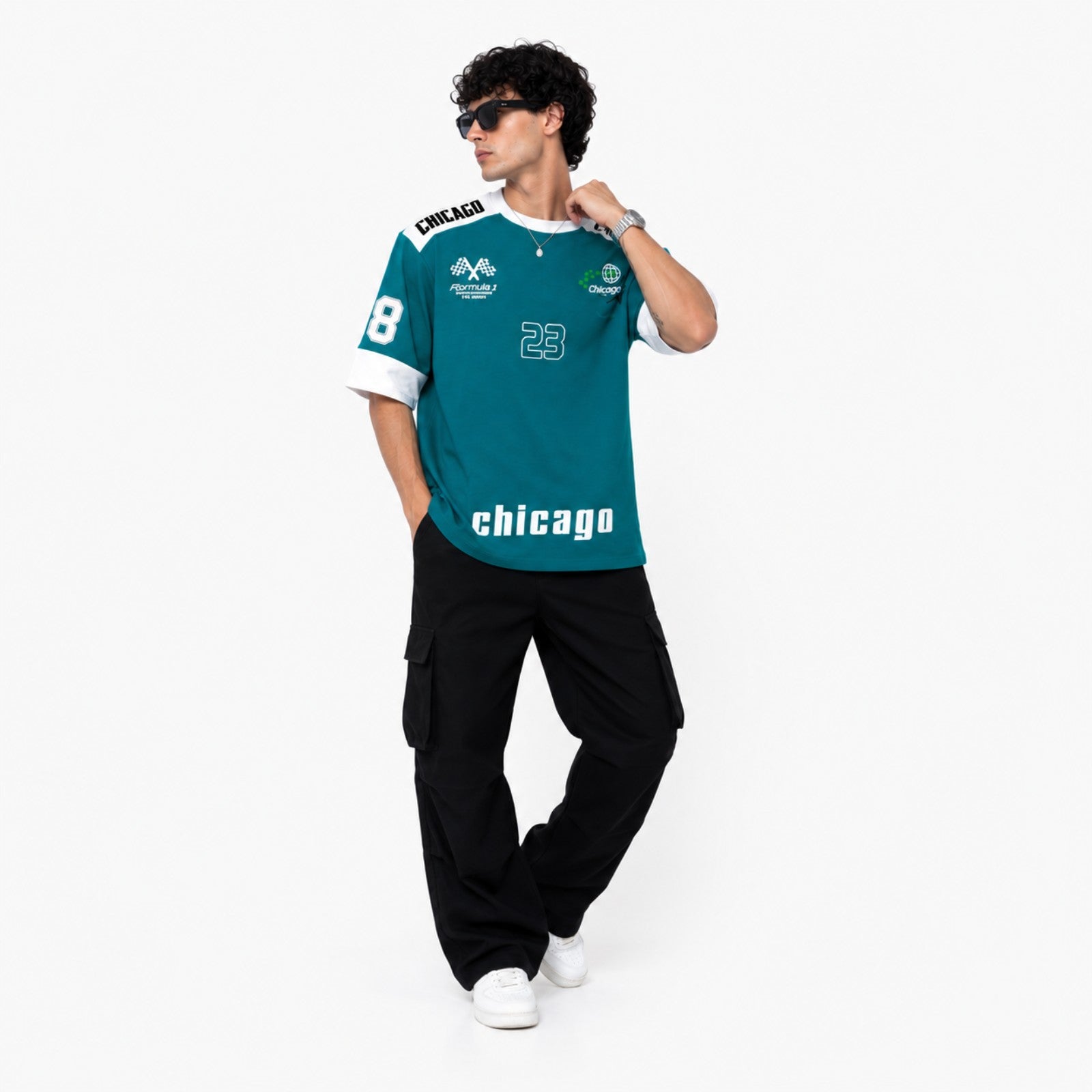 Men's Chicago Graphic Oversized Sports T-Shirt-3