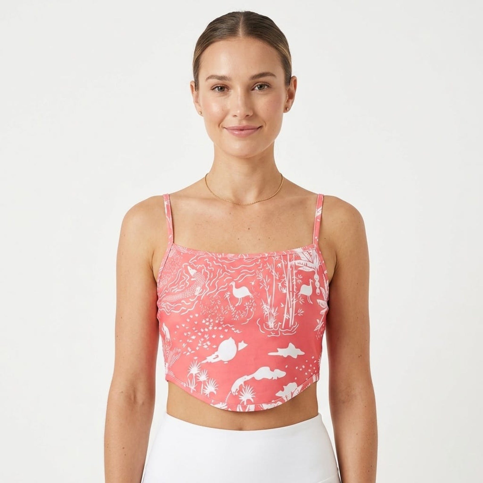 Women's Light Pink Printed Crop Camisole Top-1