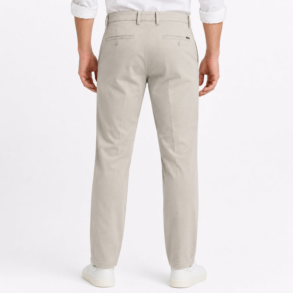 Men's Light Beige Slim Fit Casual Trousers-4