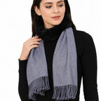 Women's Slate Grey Faux Fur Trim Winter Scarf-4