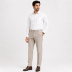 Men's Stone Beige Slim Fit Casual Trousers-1