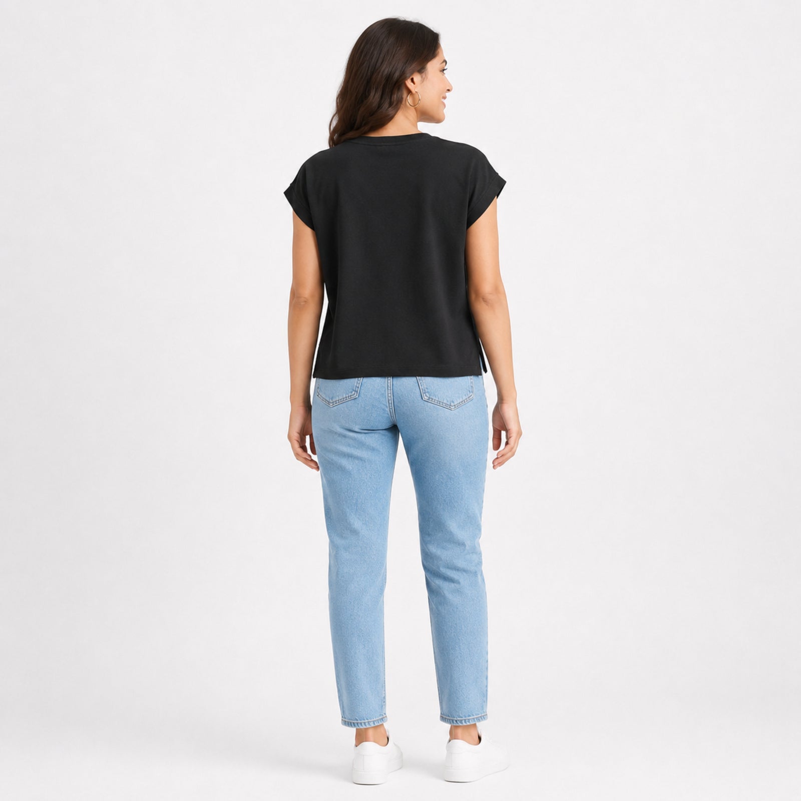 Women's Black Graphic Print Relaxed Fit T-Shirt | Premium Casual Cotton Top-4