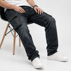 Men's Charcoal Black Cargo Jogger Jeans-3