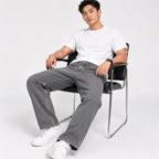 Men's Greyish Washed Straight Fit Denim Jeans-2
