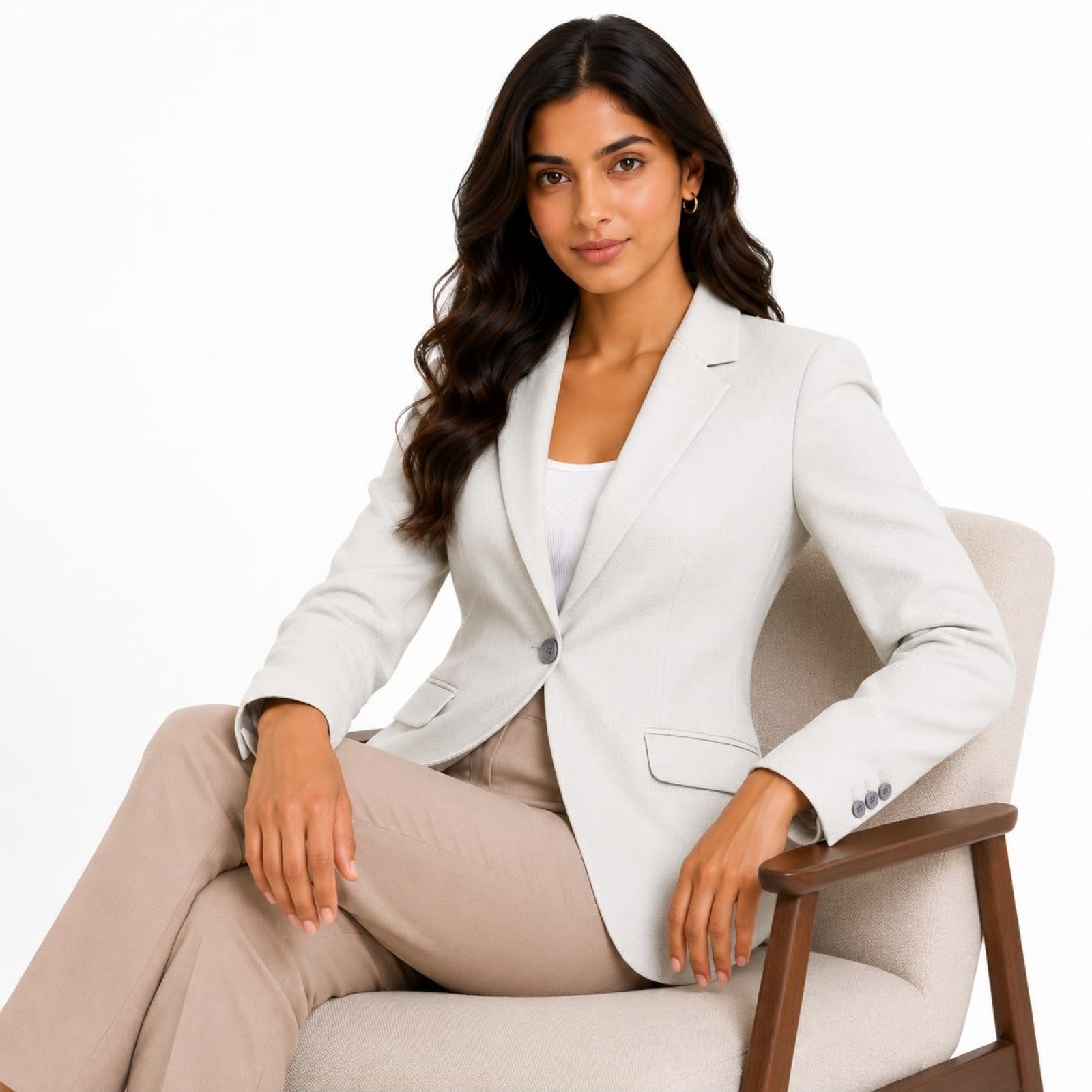 Women's Pista Green Single-Button Formal Blazer-3