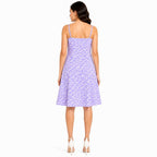 Women's Purple Polka Dot Printed Fit & Flare Knee Length Dress-4