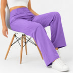 Women's Purple High-Rise Wide Leg Pants-4