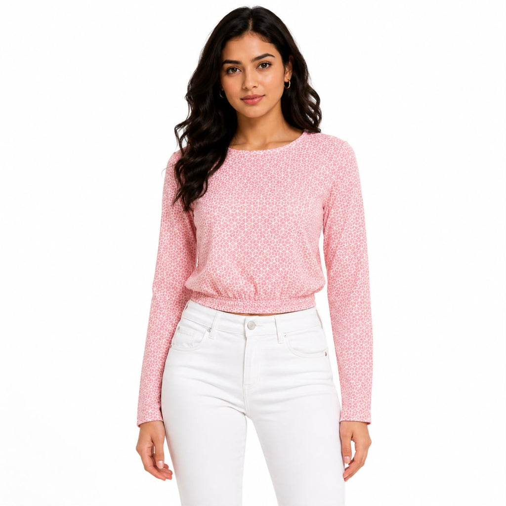 Women's Sunset Bloom Orange Printed Crop Top-1
