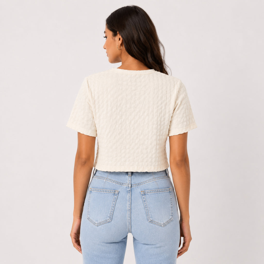 Women's Cream Floral Print Full Sleeve Top-4