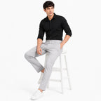 Men's Executive Light Grey Tailored Office Wear Trousers-3