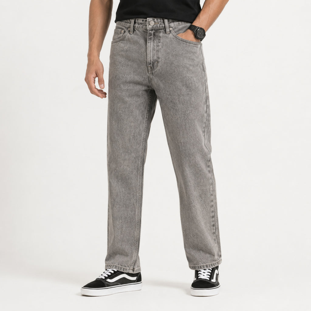 Men's Glacier Blue Straight Fit Washed Denim Jeans-3
