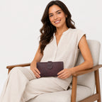 Women's Brown Leather Wallet Clutch-2