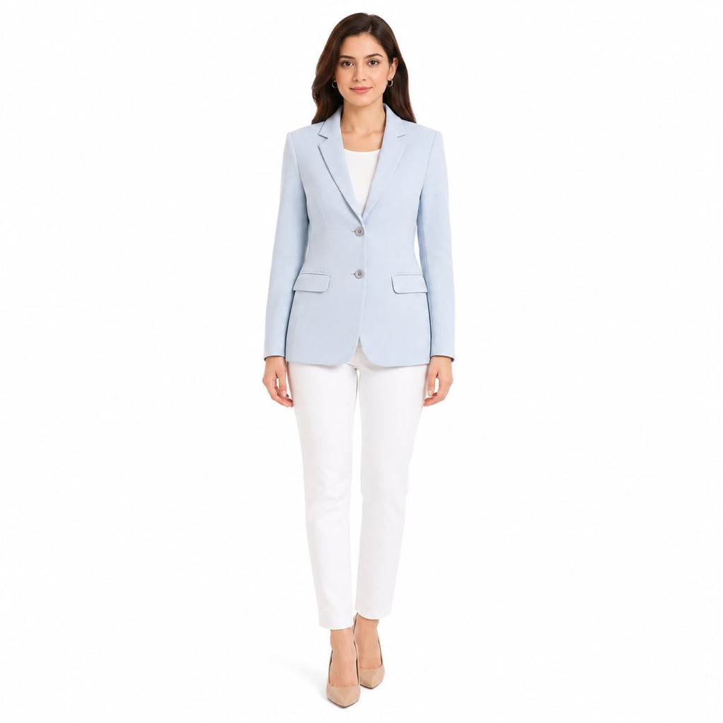 Women's Sky Blue Formal Single-Breasted Blazer for Office & Business Wear-1