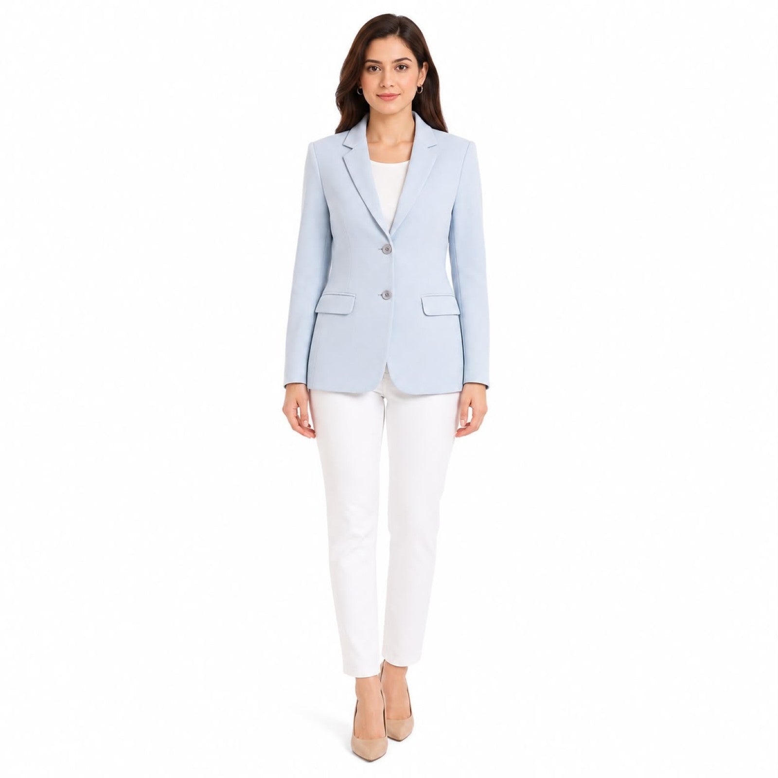 Women's Sky Blue Formal Single-Breasted Blazer for Office & Business Wear-1