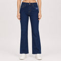 Women's Greenish Blue Flared Fit Denim Jeans-1