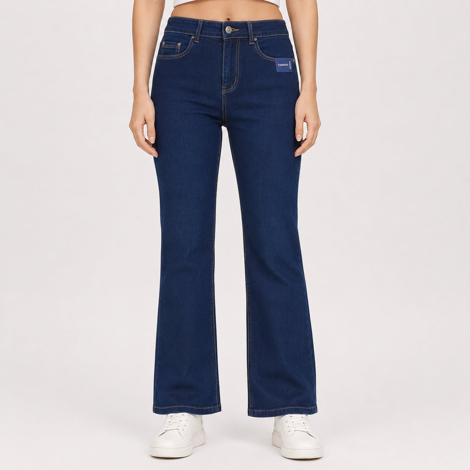 Women's Greenish Blue Flared Fit Denim Jeans-1