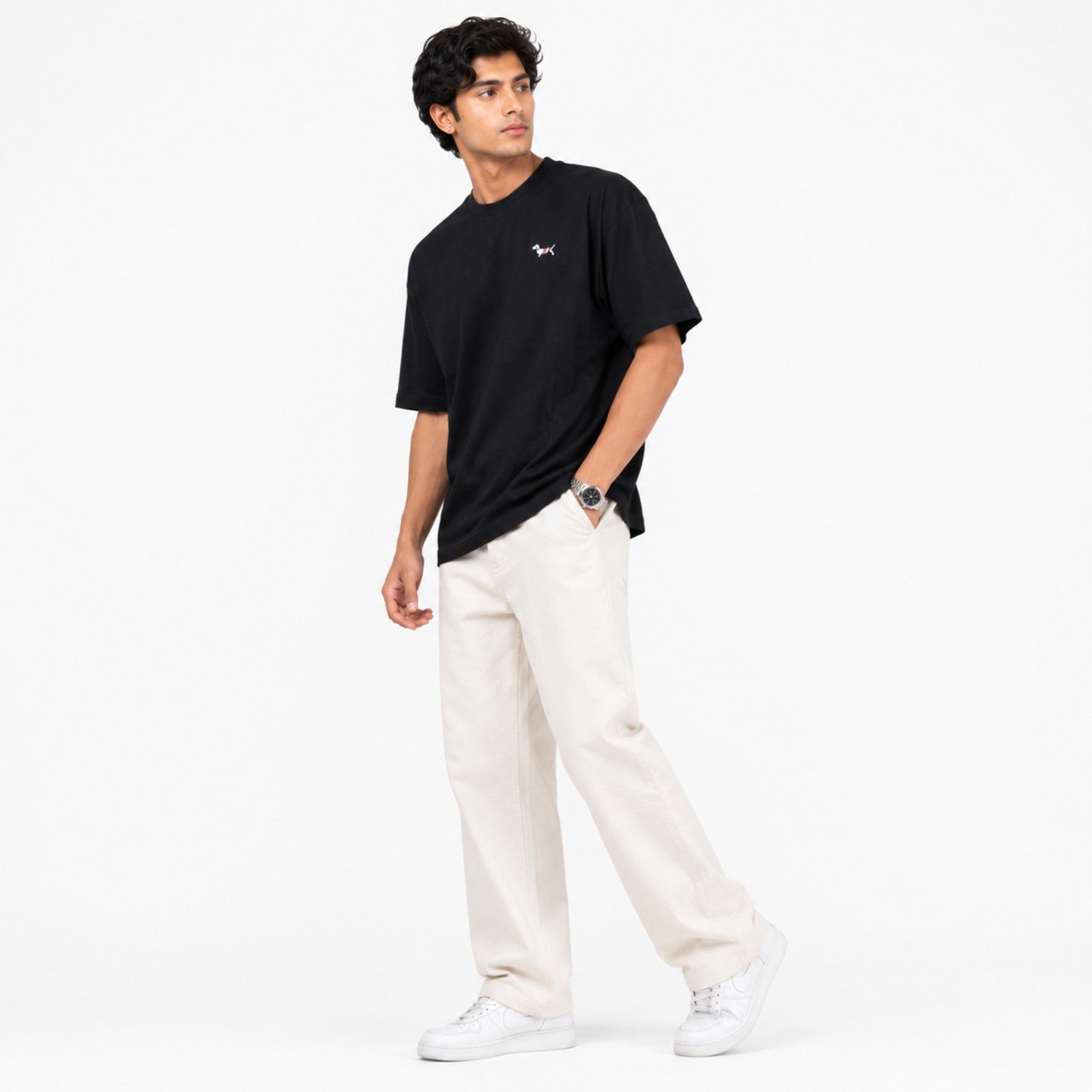 Men's Charcoal Essential Oversized T-Shirt-3