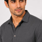Men's Solid Grey Casual Full Sleeve Shirt-1