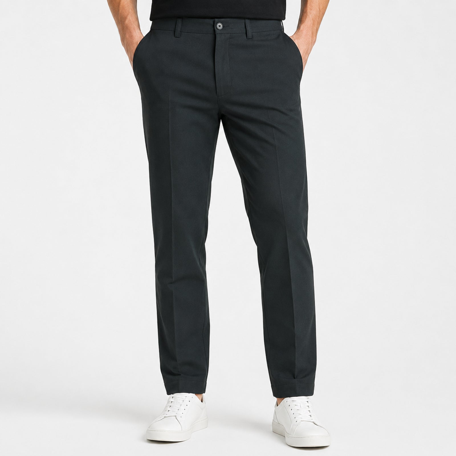 Men's Navy Blue Premium Tailored Smart Casual Trousers-3