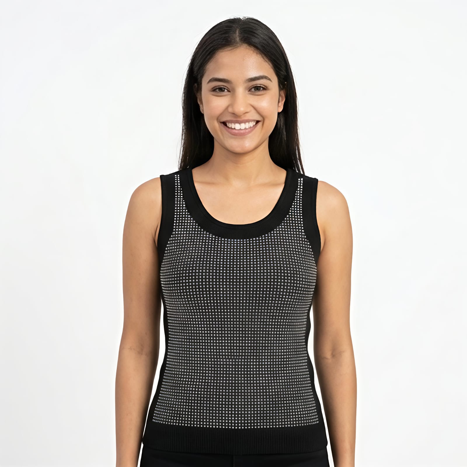 Women's Textured Knit Sleeveless Tank Top-1