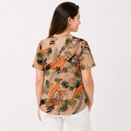 Women's Beige Abstract Printed Casual Shirt Top-3