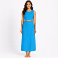 Women's Blue Sleeveless Crop Top and Maxi Skirt Co-Ord Set-1