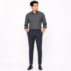 Men's Grey Pinstripe Button-Down Shirt | Sleek Office Casual Shirt-1