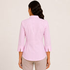 Women's Light Pink Collared Button-Down Shirt-2