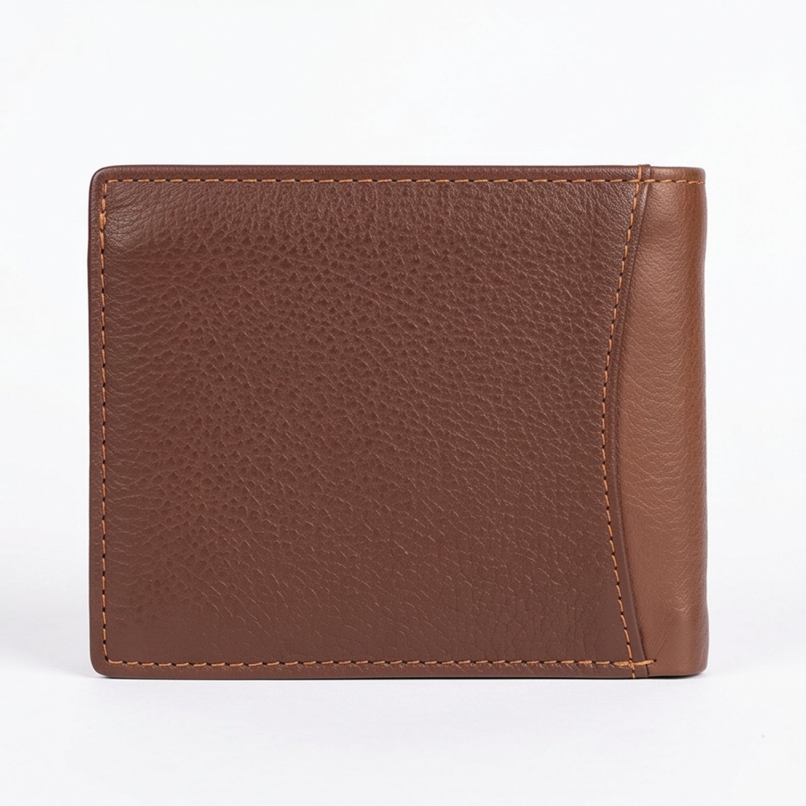 Unisex Luxury Grained Brown Leather Bifold Wallet with Metallic Logo Accent-4