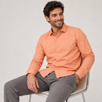 Men's Orange Solid Formal Cotton Shirt-4