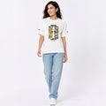 Women's White Oversized Graphic Printed Casual T-Shirt | Round Neck Relaxed Fit Tee-1