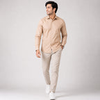 Men's Desert Beige Classic Smart Casual Shirt-3