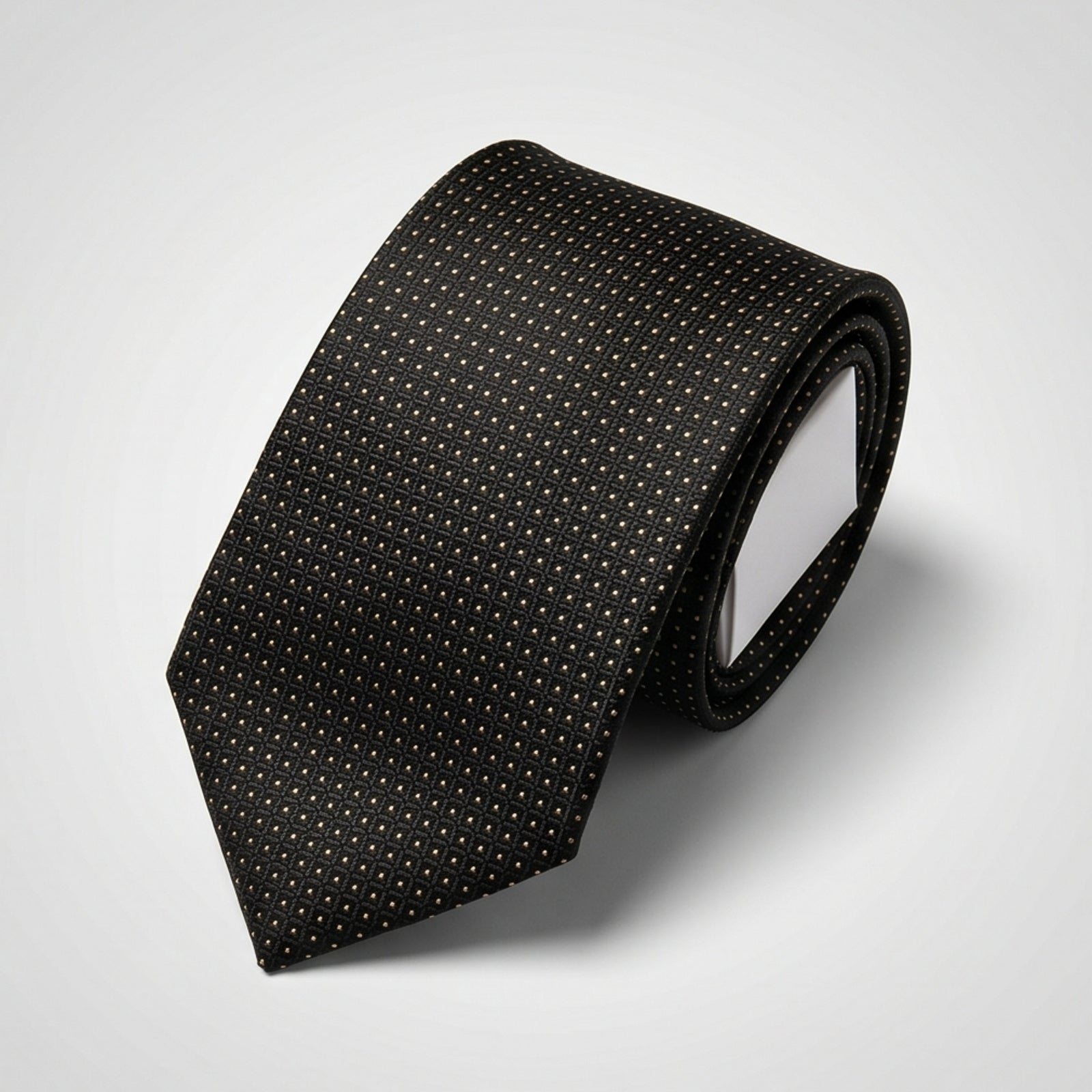 Men's Luxury Micro-Patterned Dark Brown Silk Formal Necktie-4