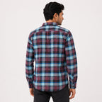 Men's Maroon and Teal Peacock Plaid Checkered Smart-Casual Shirt-3