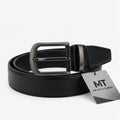 Women’s Elegant Skinny Black Genuine Leather Belt with Polished Gold-Tone Buckle-1