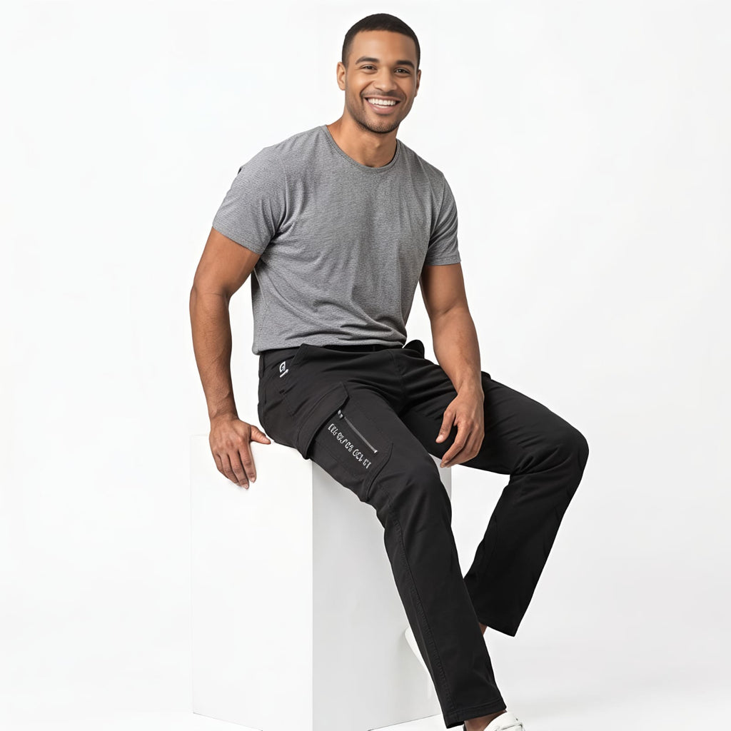 Men's Black Slim Fit Cargo Jogger Pants-1
