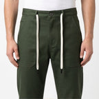 Men's Olive Green Utility Drawstring Relaxed Fit Trousers-3