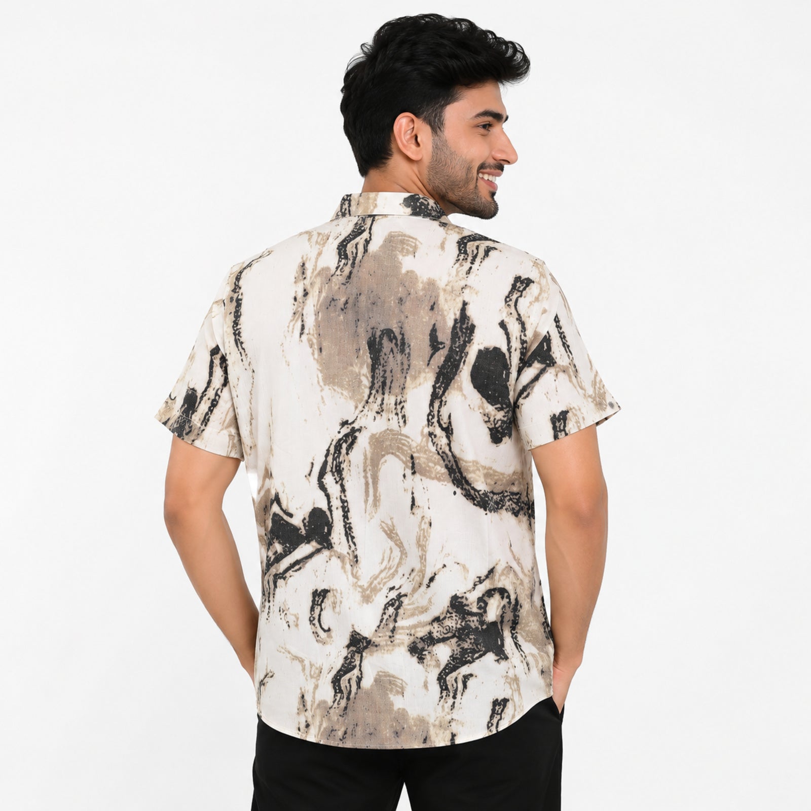 Men's Abstract Print Casual Half Sleeve Shirt-2