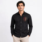 Men's Royal Lion Crest Premium Black Party Shirt-1