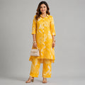 Women's Yellow Printed Kurta Pant Co-Ord Set-1