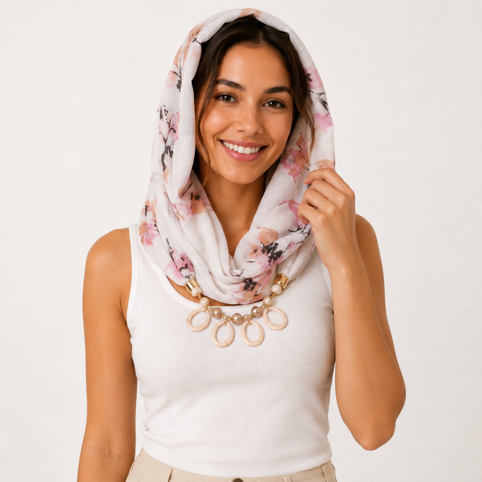 Women's Floral Print Fashion Scarf Necklace-2