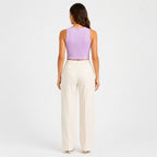 Women's Lavender Round Neck Sleeveless Fitted Crop Tank Top | Solid Everyday Basic-4