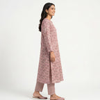 Women's Blush Pink Printed Kurta Pant Set-4