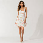 Women's Bohemian Chic White Floral Shoulder-Tie A-Line Dress-2