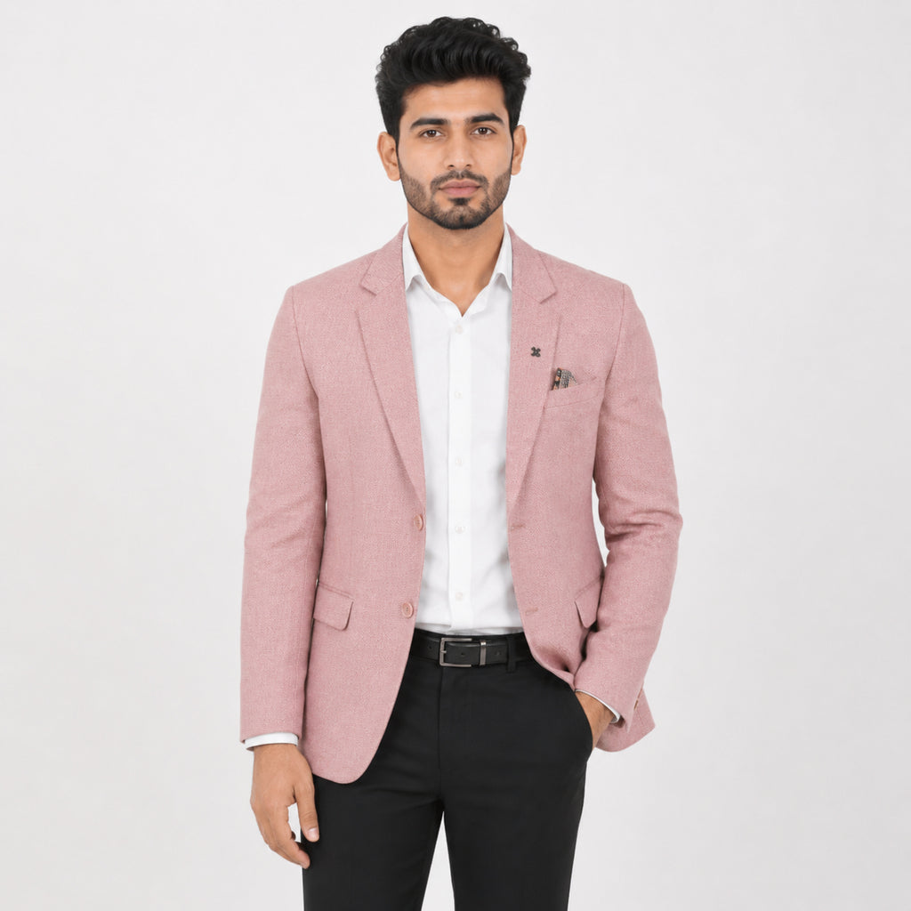Men's Blush Pink Slim Fit Formal Blazer-3