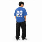 Men's Urban Blue Oversized Graphic Streetwear Top-1