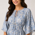 Women's Sky Bloom Floral Flared Maxi Dress-3