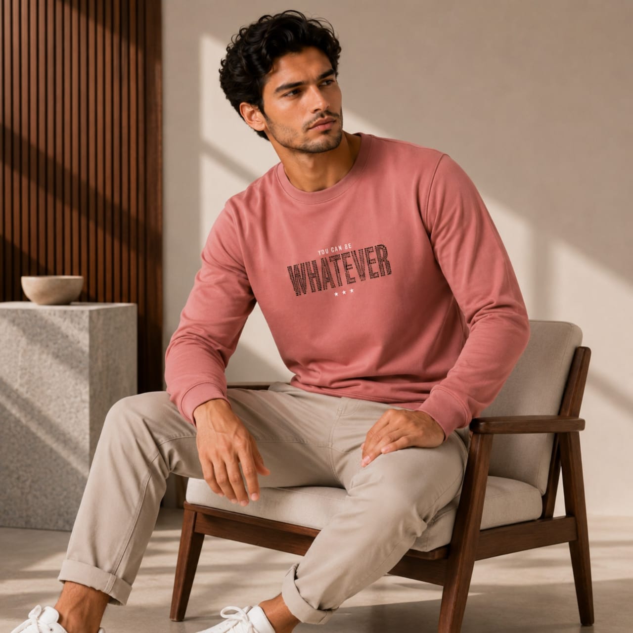 Men's Dusty Coral Statement Graphic Sweatshirt-3