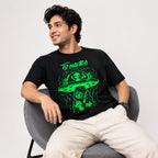 Men's Black Graphic Printed Crew Neck T-Shirt-2